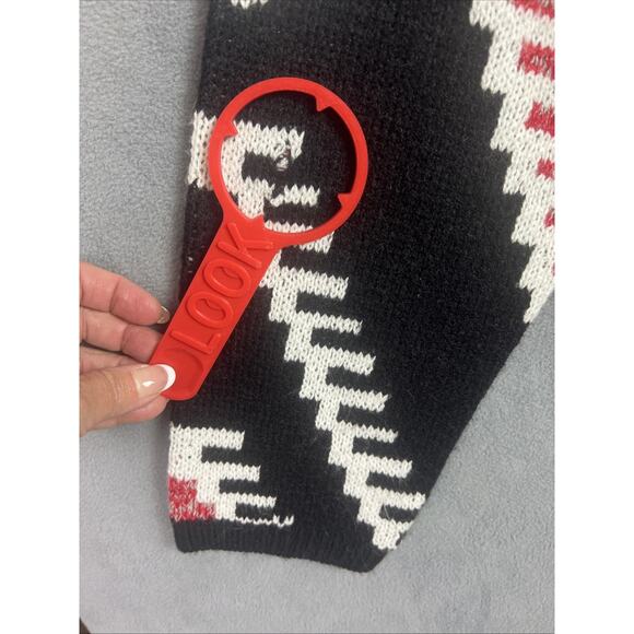 Effeci Sweater Cardigan Sz XL Black Open Front Shawl Collar Aztec Boho FLAWS - Picture 8 of 10